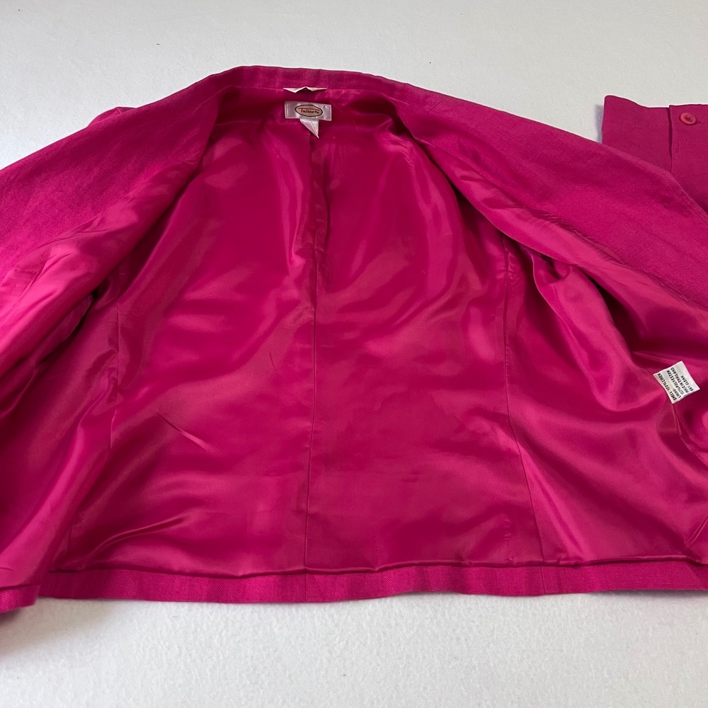 Talbots Blazer Womens 12 Fuschia Pink Irish Linen Colorful Jacket Wedding Summer - Picture 4 of 16